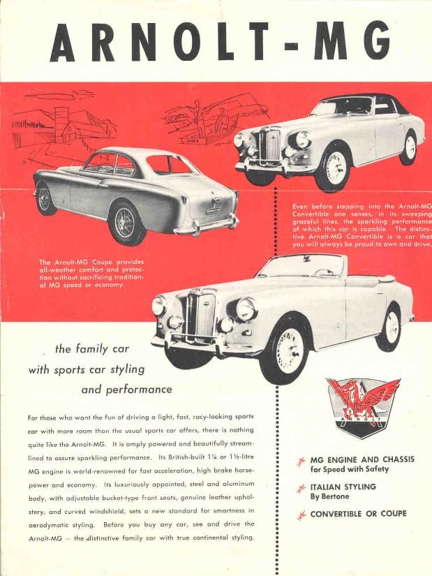 Publicité d'époque pour la Arnolt MG Source : coachbuild.com